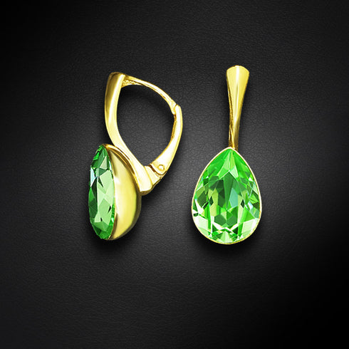 Silver set "Crystal Drop (Peridot)" with Preciosa™ crystals